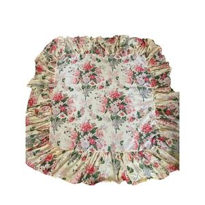April Cornell Floral Ruffle Cotton Square Tablecloth Yellow Pink Cottagecore 3'